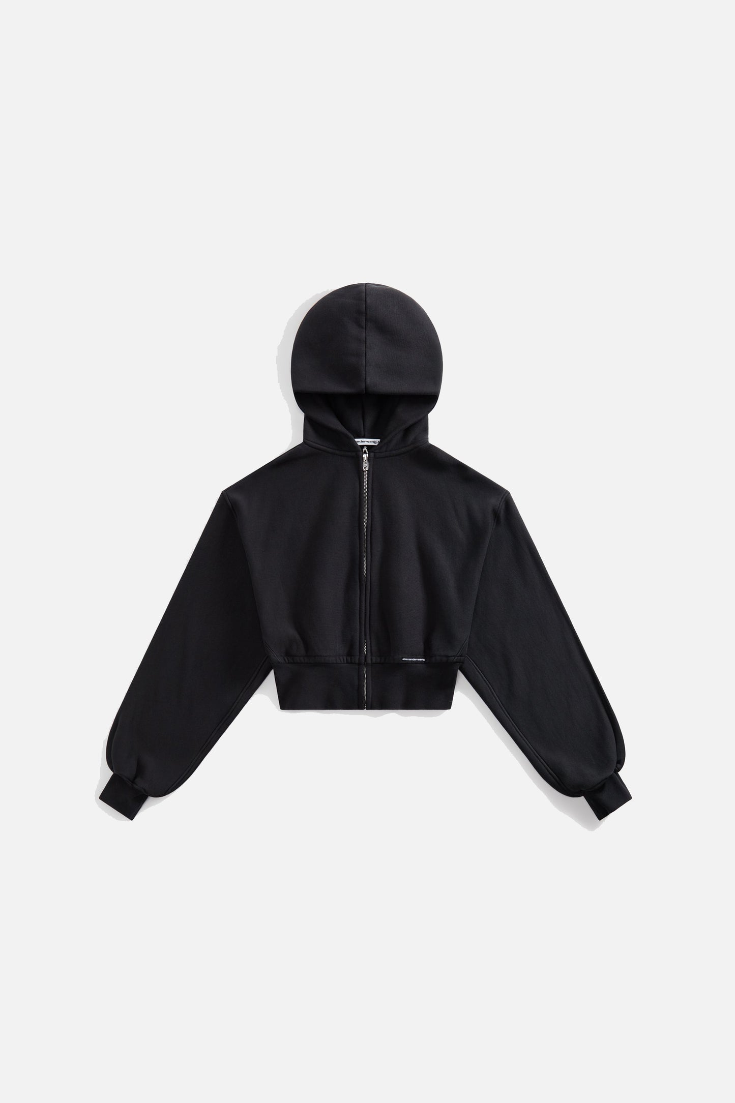 CROPPED ZIP UP HOODIE WITH BRANDED SEAM LABEL