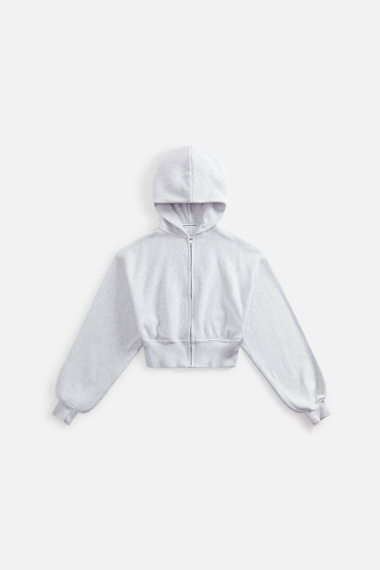 CROPPED ZIP UP HOODIE WITH BRANDED SEAM LABEL