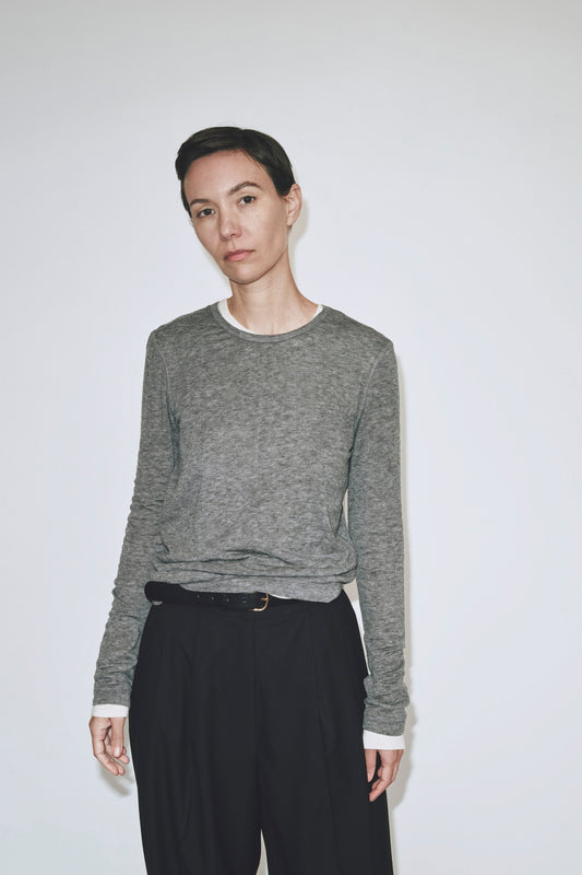 WOOL TENCEL CREWNECK TOP