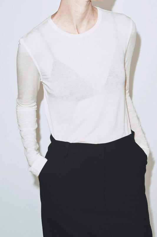 WOOL TENCEL CREWNECK TOP