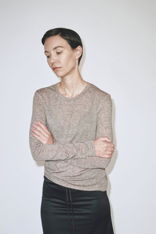 WOOL TENCEL CREWNECK TOP