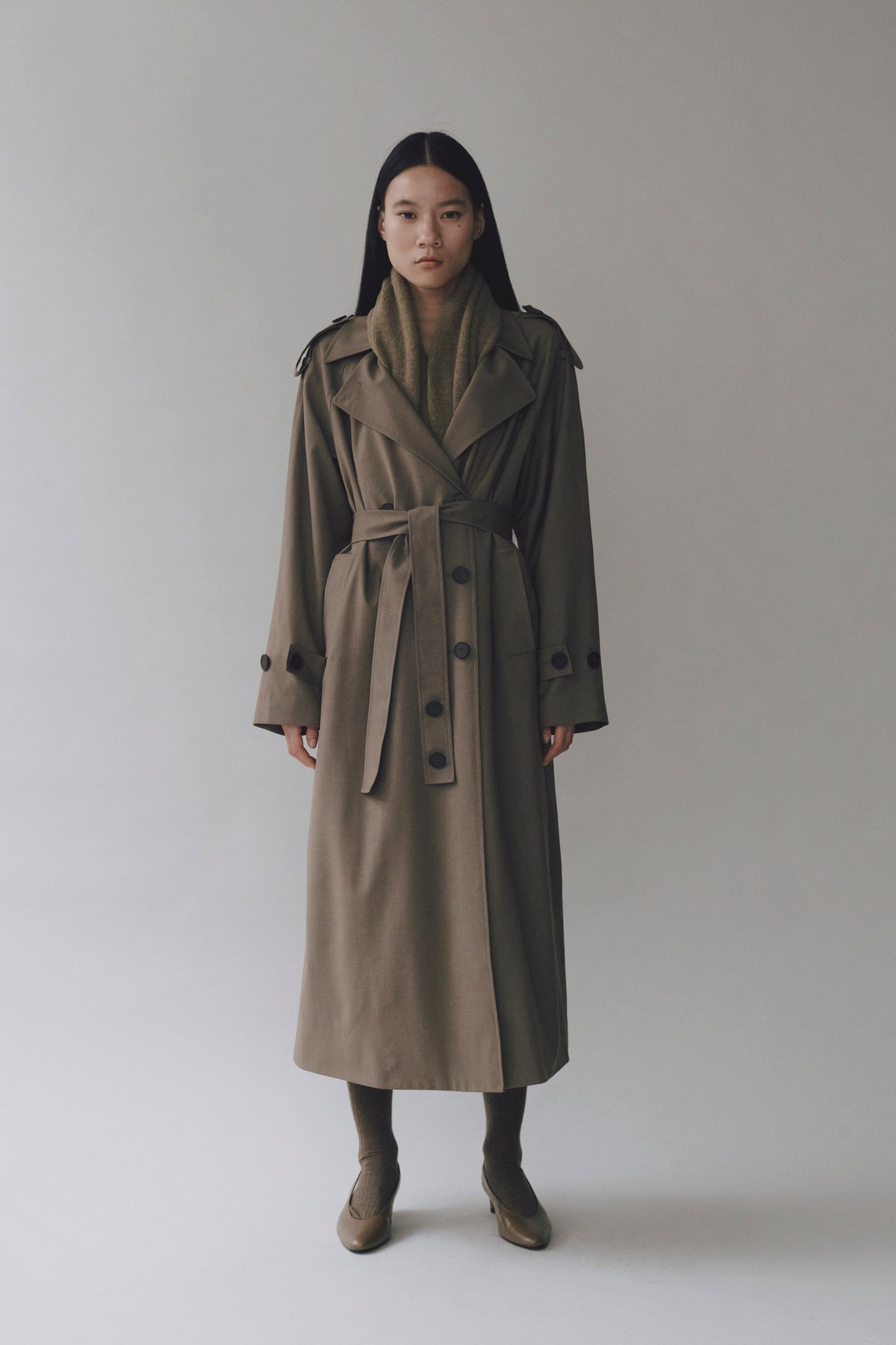 WOOL BLEND LONG TRENCH
