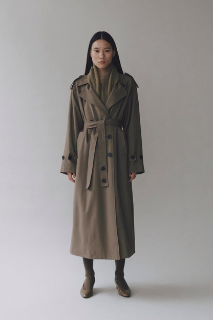 WOOL BLEND LONG TRENCH