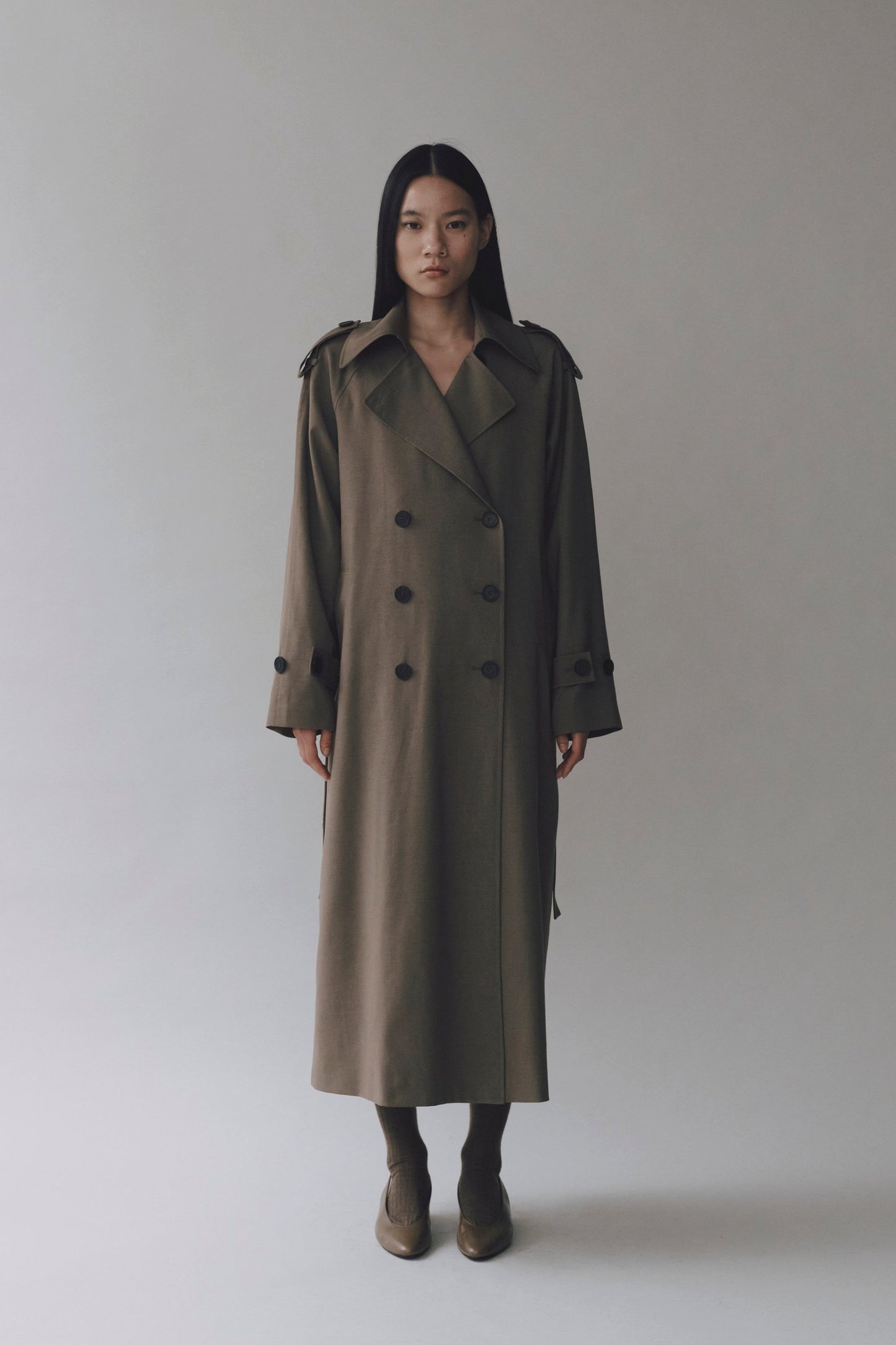 WOOL BLEND LONG TRENCH