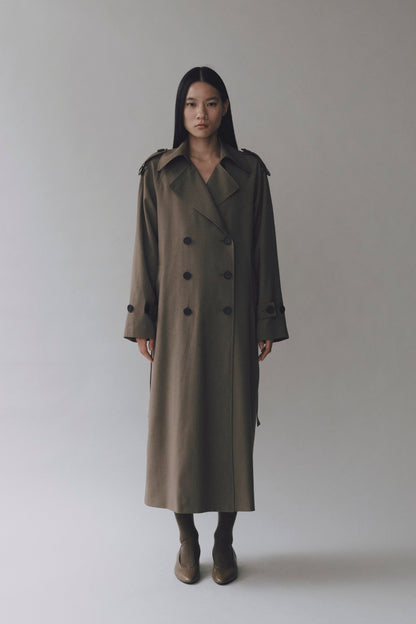 WOOL BLEND LONG TRENCH