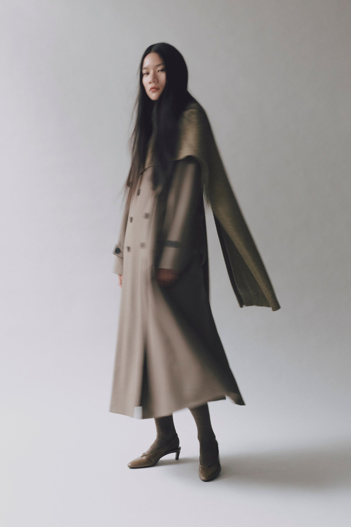WOOL BLEND LONG TRENCH