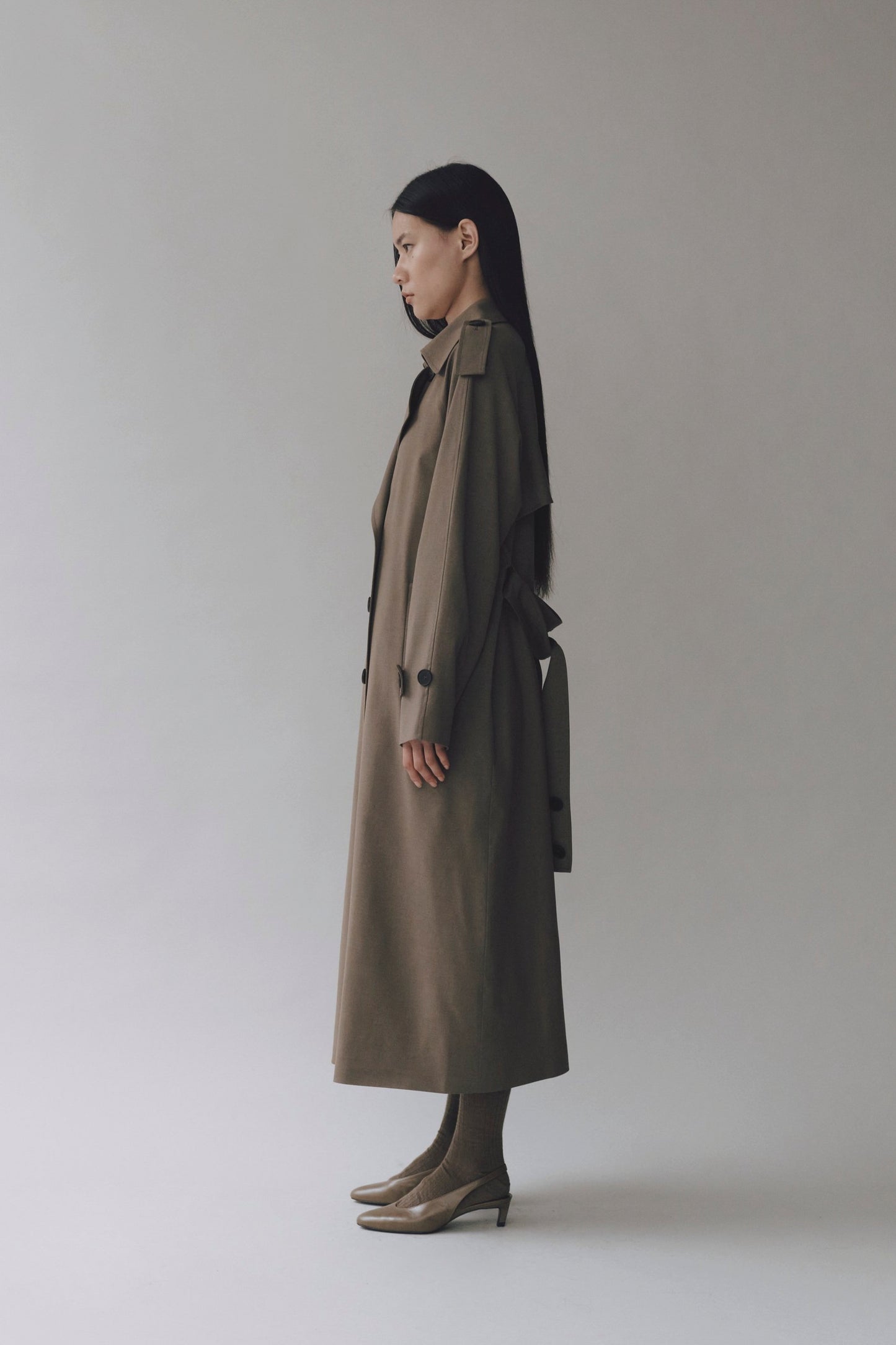 WOOL BLEND LONG TRENCH