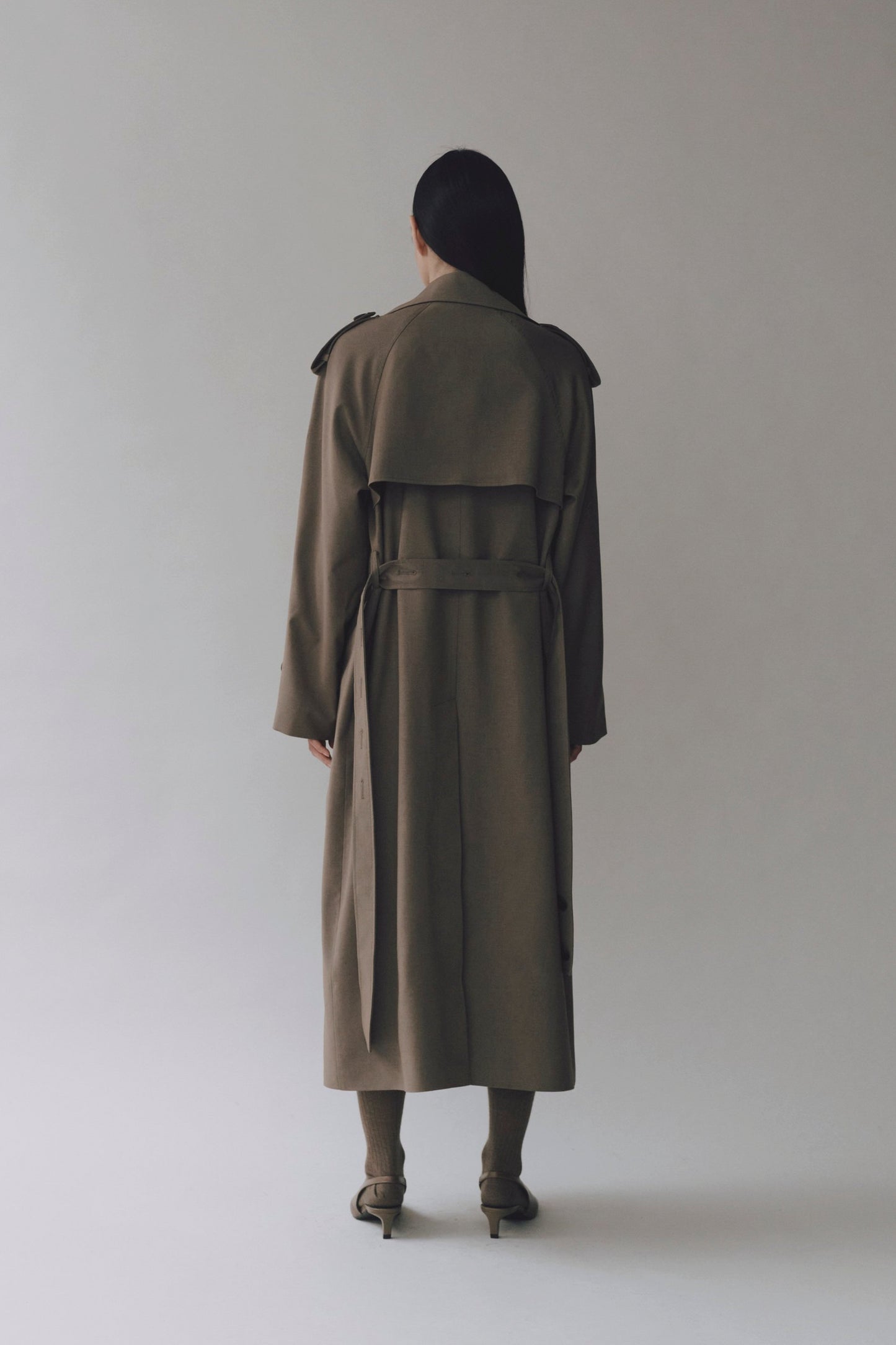 WOOL BLEND LONG TRENCH