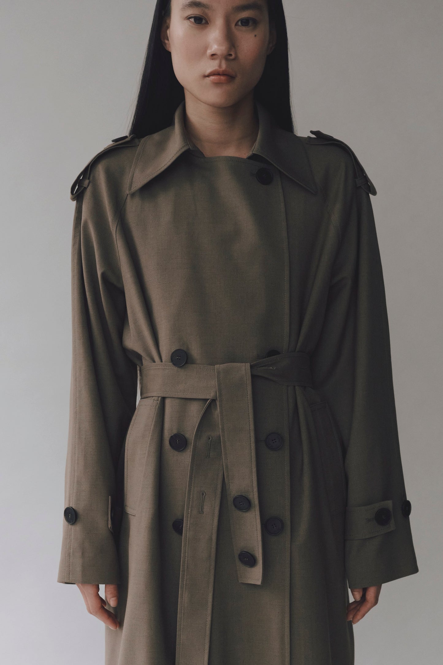 WOOL BLEND LONG TRENCH
