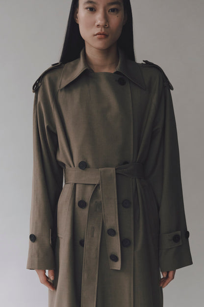 WOOL BLEND LONG TRENCH