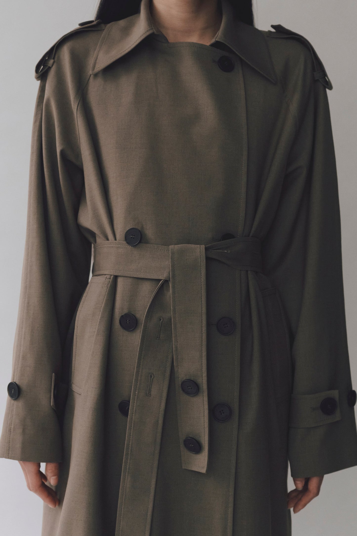 WOOL BLEND LONG TRENCH