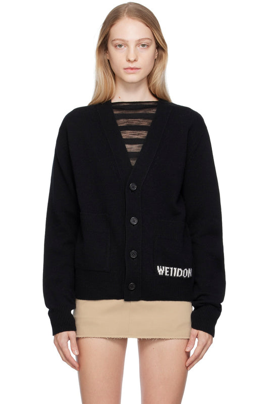 BLACK POCKET LOGO KNIT CARDIGAN