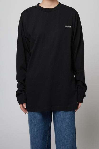 BLACK PRINCESS PRINT DAMAGED LONG-SLEEVED T-SHIRT