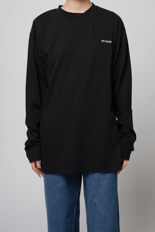 BLACK PRINCESS PRINT DAMAGED LONG-SLEEVED T-SHIRT