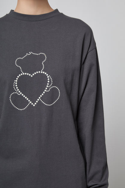 CHARCOAL PEARL BEAR LONG-SLEEVED T-SHIRT