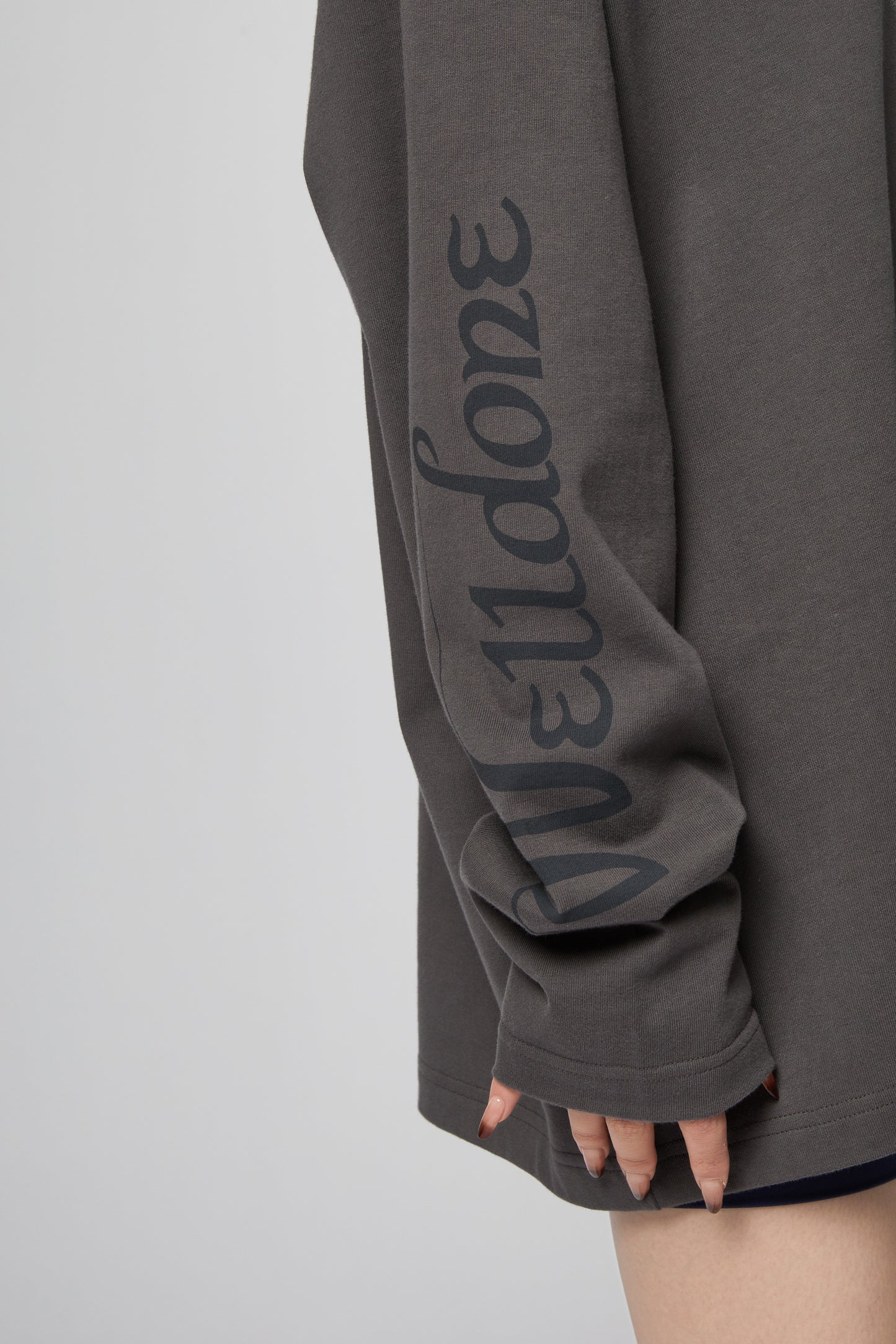CHARCOAL COLORFUL TEDDY PRINT LONG-SLEEVED T-SHIRT