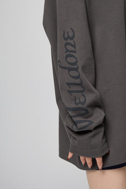 CHARCOAL COLORFUL TEDDY PRINT LONG-SLEEVED T-SHIRT