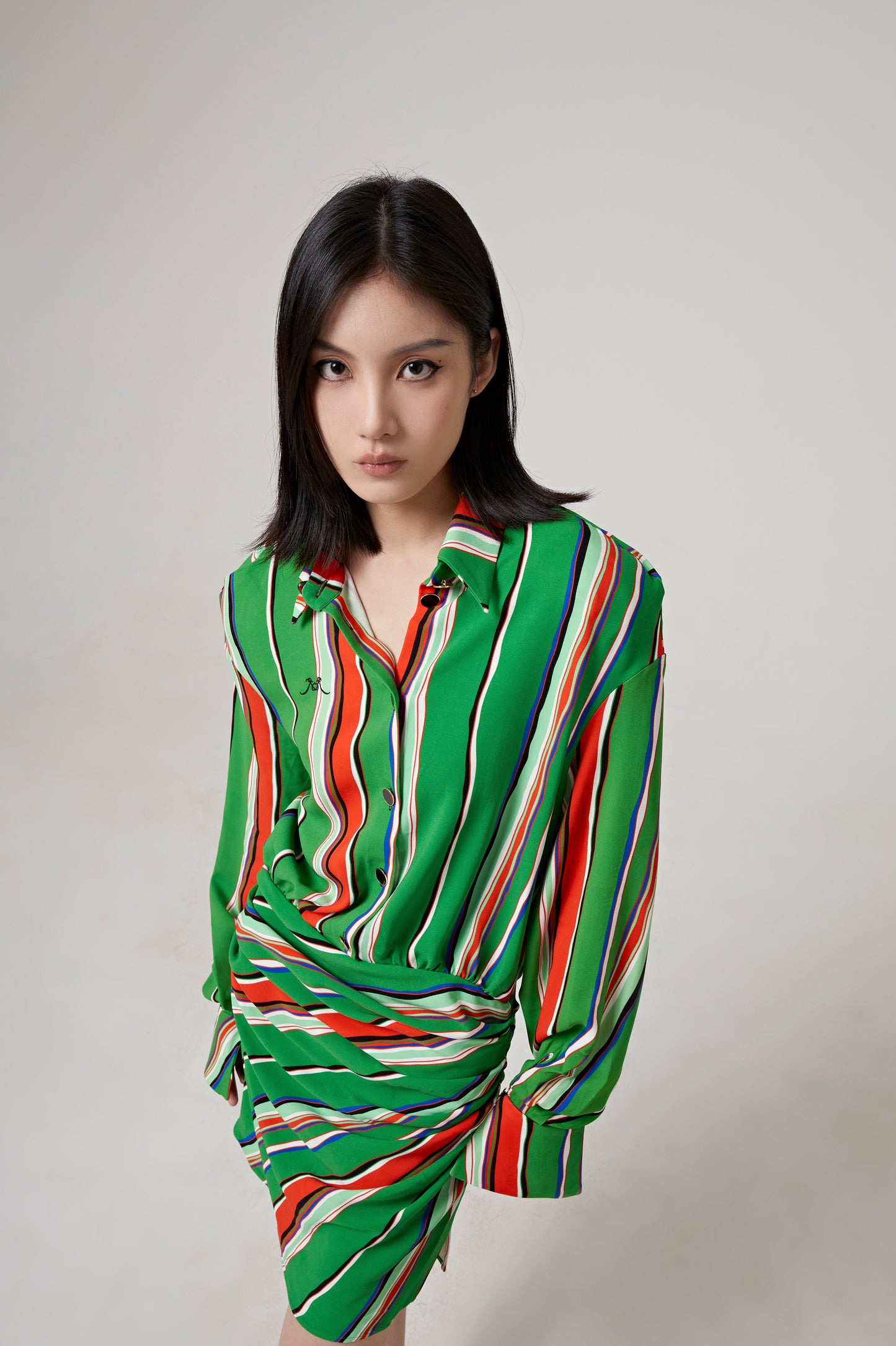 OVERSIZED RAGLAN GATHERED SHIRT MINI DRESS