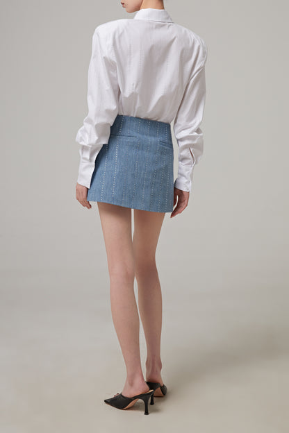 Pinstripe Strass Popeline Classic Shirt