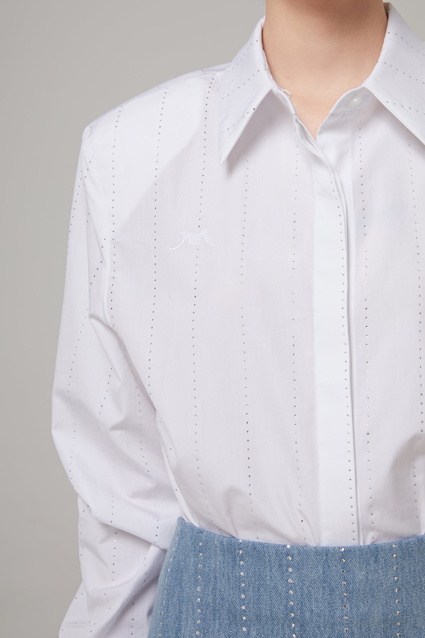 Pinstripe Strass Popeline Classic Shirt