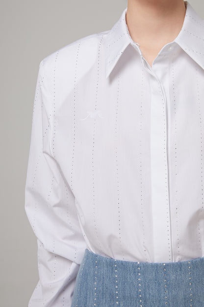 Pinstripe Strass Popeline Classic Shirt