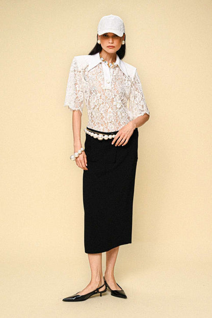 Low-waisted Sablé Long Skirt