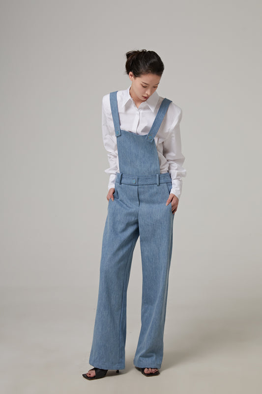 Low-waisted Denim Overalls