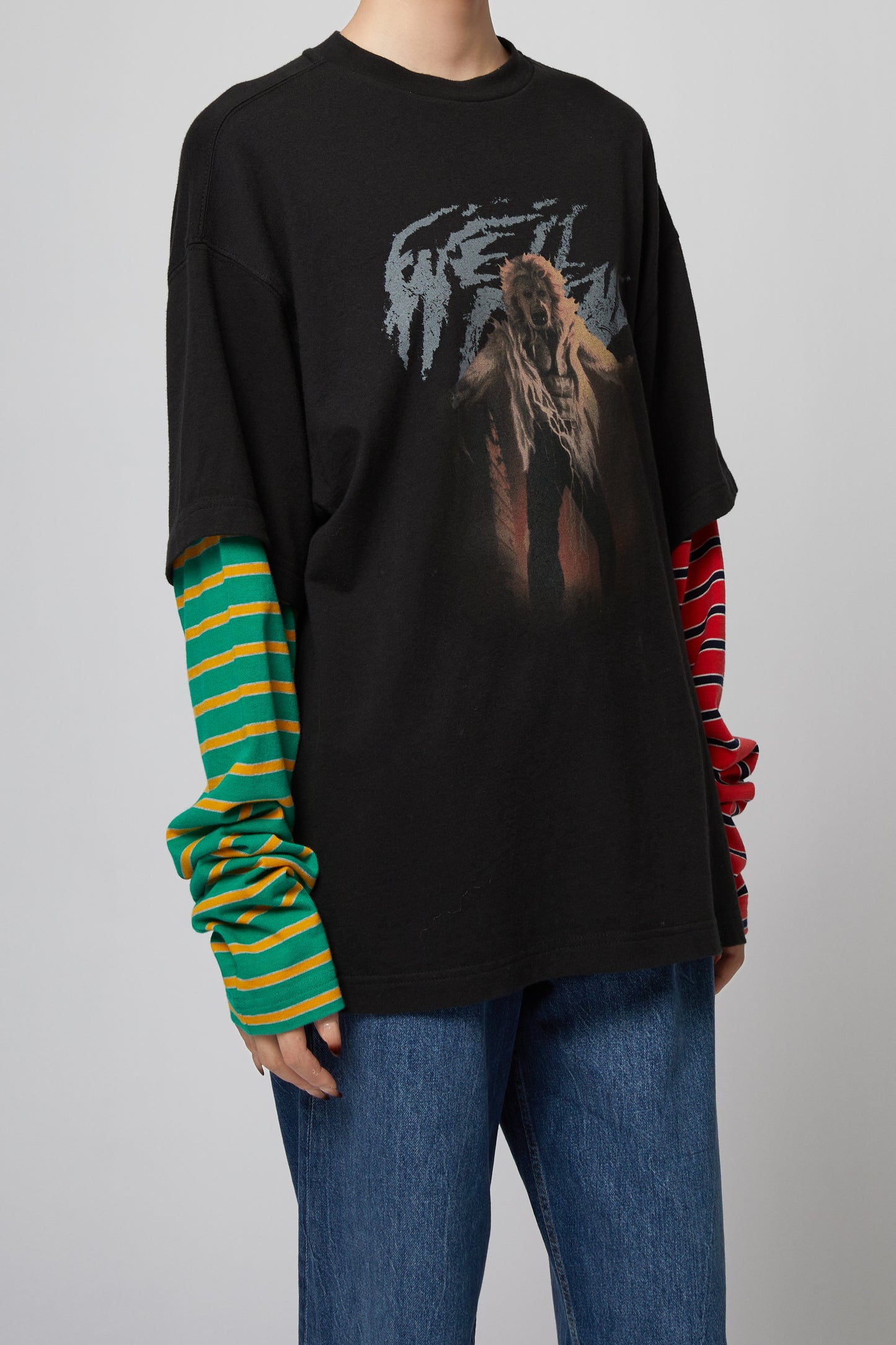MIX STRIPE LAYERED LONG-SLEEVED T-SHIRT