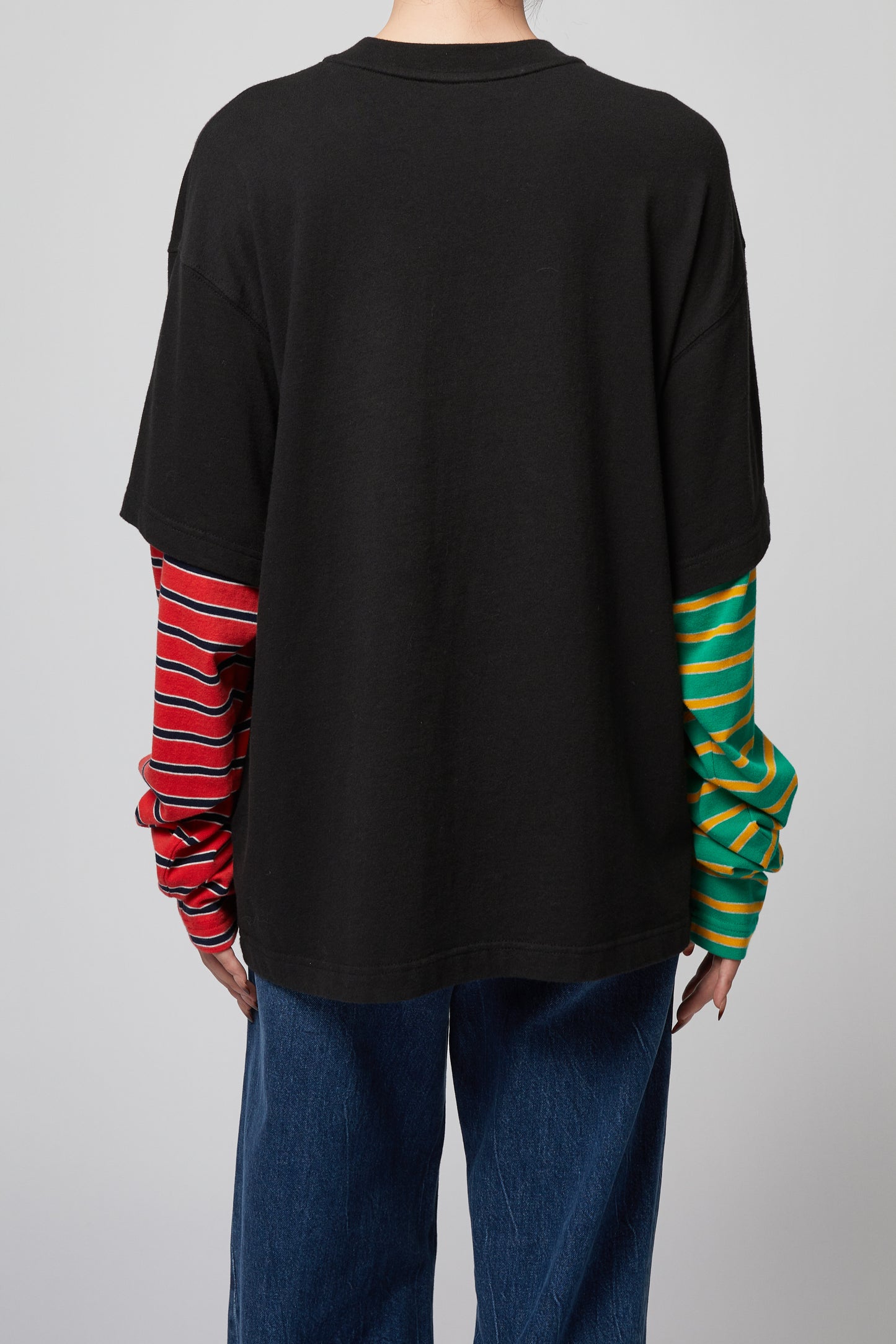 MIX STRIPE LAYERED LONG-SLEEVED T-SHIRT