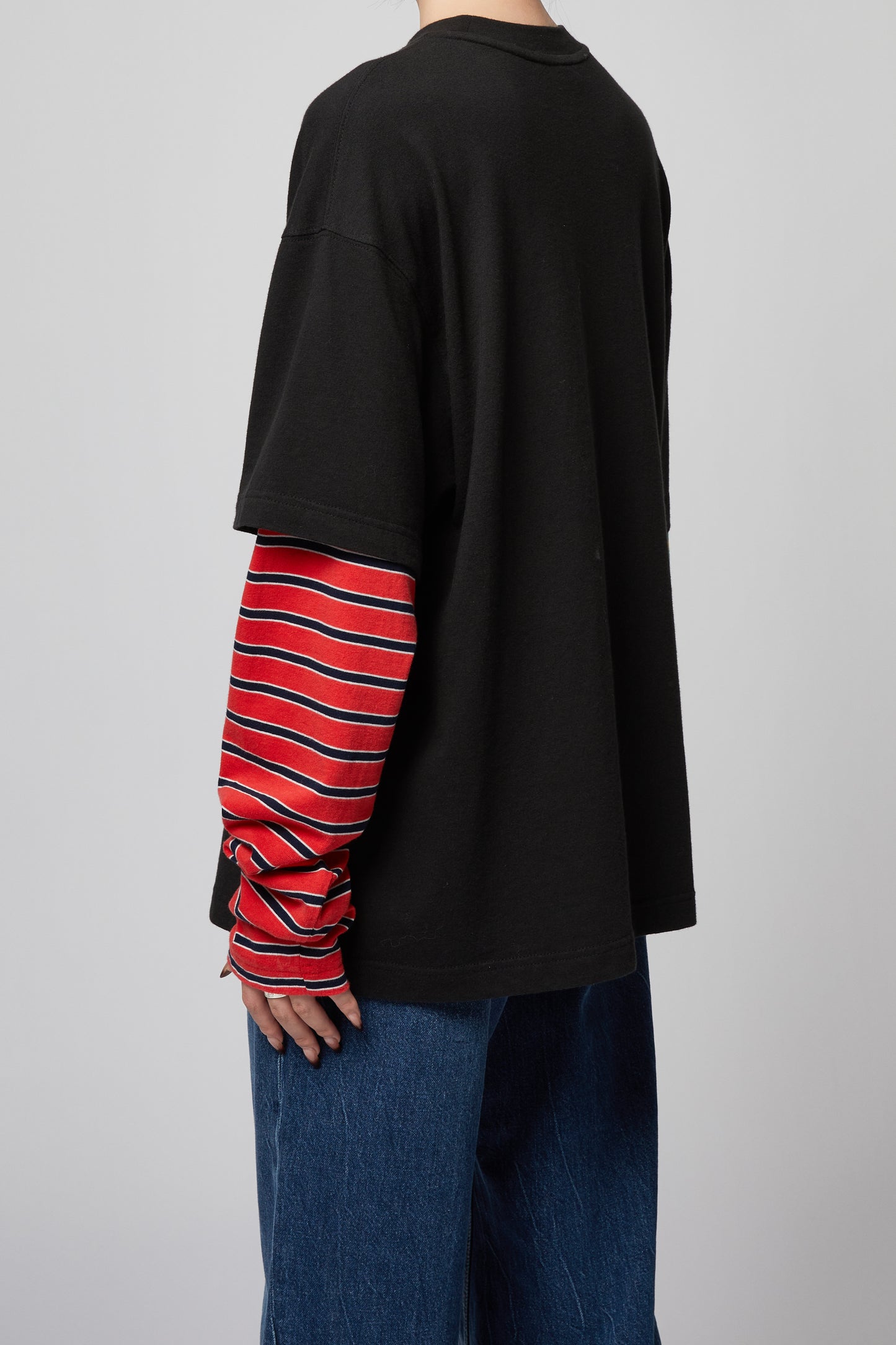 MIX STRIPE LAYERED LONG-SLEEVED T-SHIRT