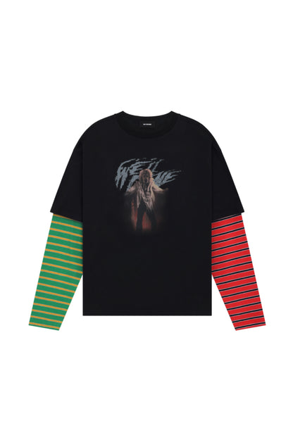 MIX STRIPE LAYERED LONG-SLEEVED T-SHIRT