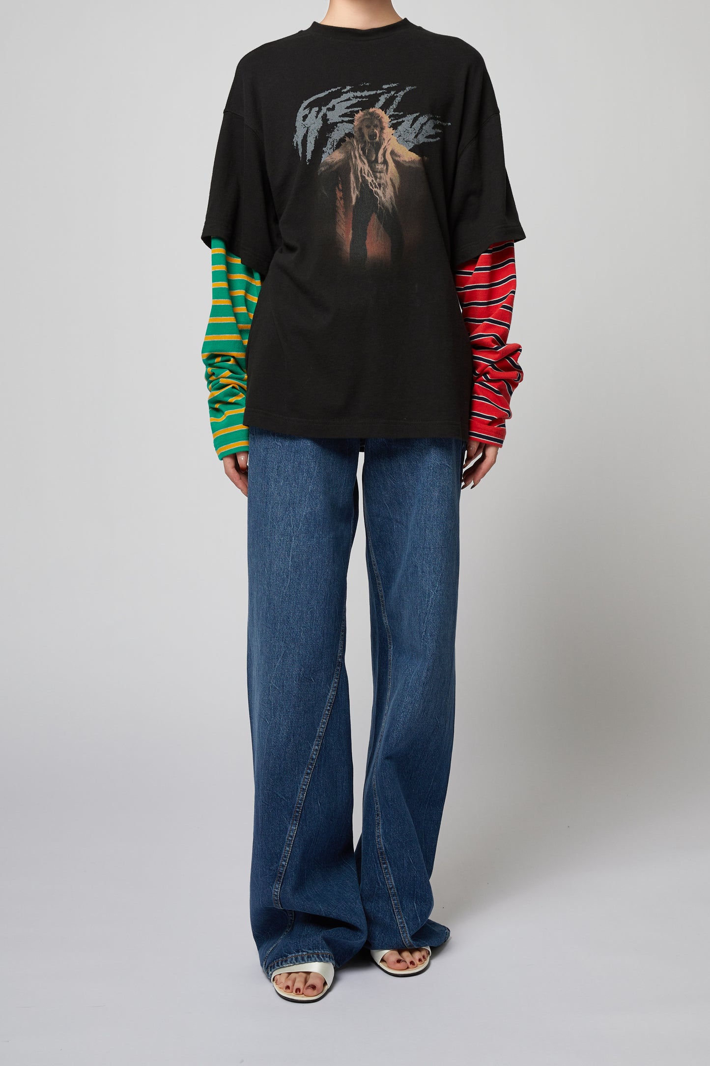 MIX STRIPE LAYERED LONG-SLEEVED T-SHIRT