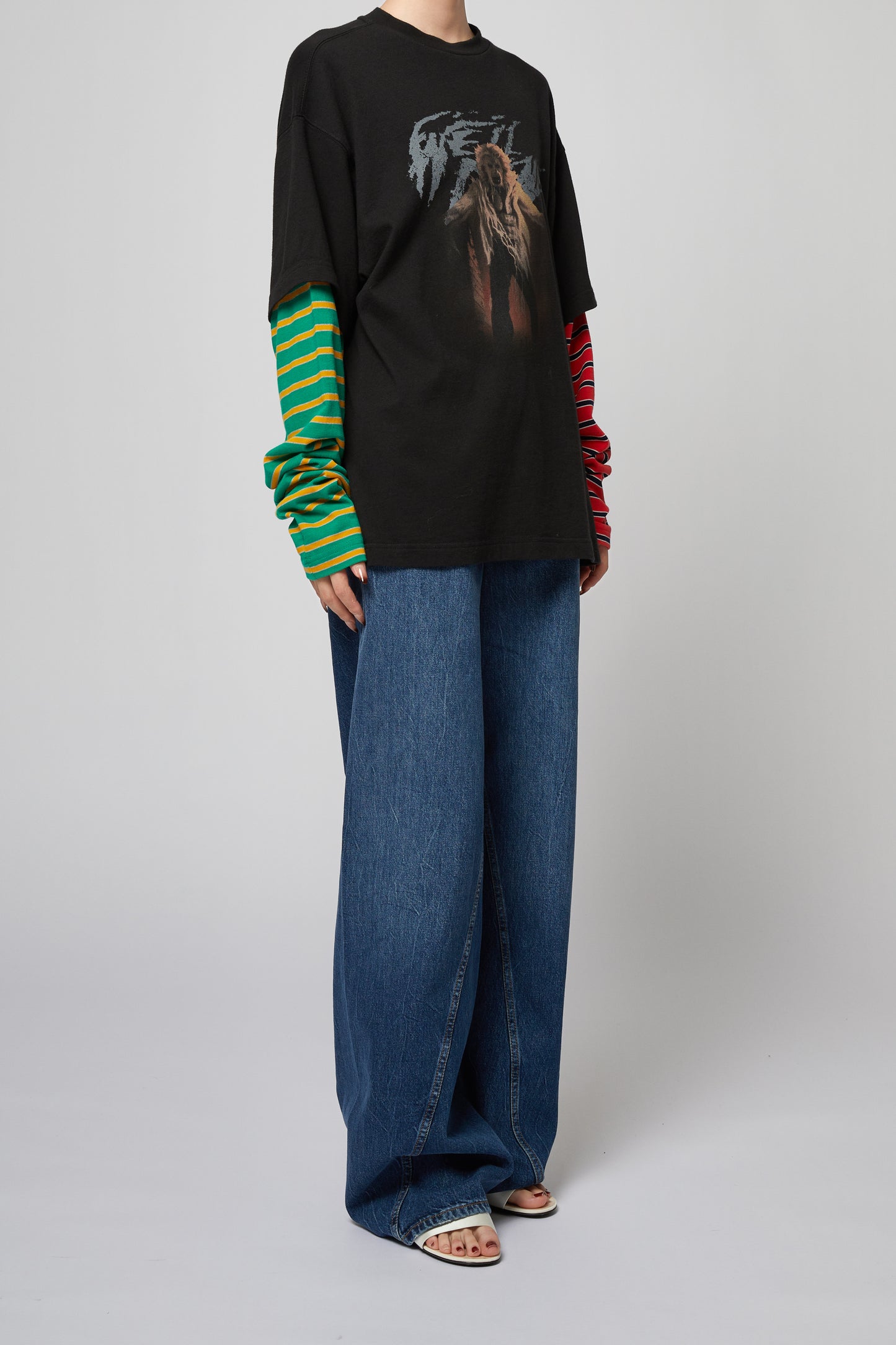 MIX STRIPE LAYERED LONG-SLEEVED T-SHIRT