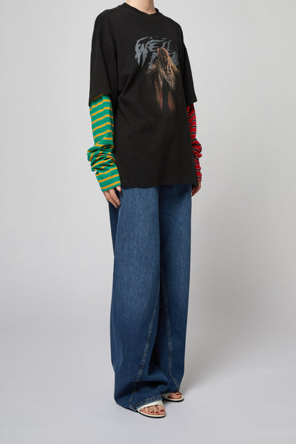 MIX STRIPE LAYERED LONG-SLEEVED T-SHIRT