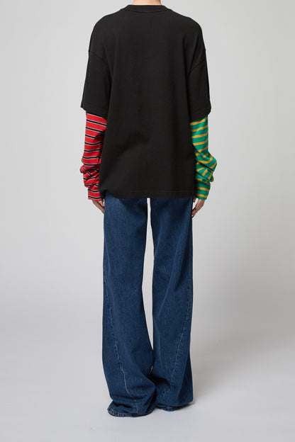 MIX STRIPE LAYERED LONG-SLEEVED T-SHIRT