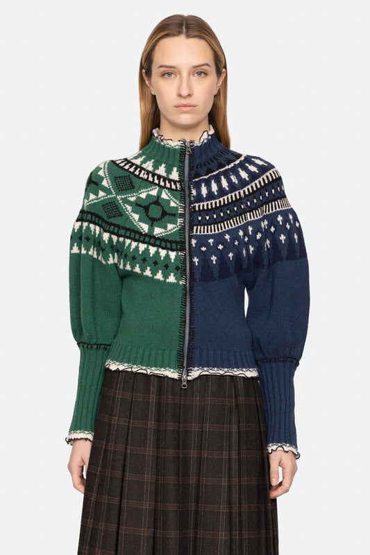 LINEA FAIR ISLE ZIP FRONT CARDIGAN (D2)