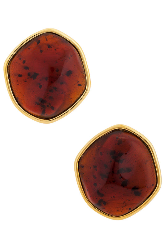 RESIN EARRINGS W/ METAL RIM