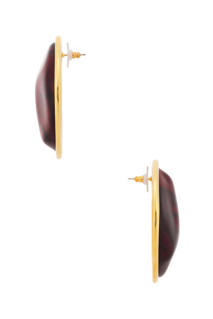 RESIN EARRINGS W/ METAL RIM