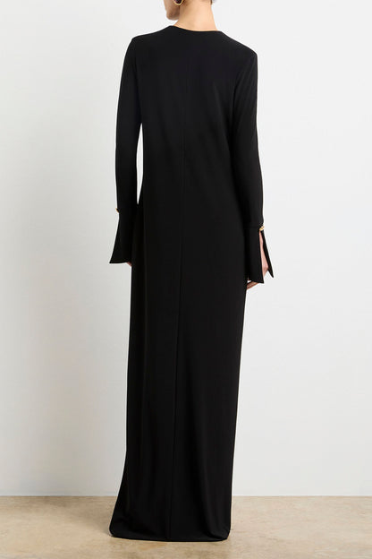 THE SYLVIE LONG SLEEVE PLUNGE NECKLINE MAXI