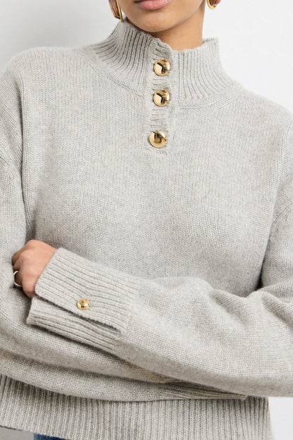 THE ROWE CROPPED HENLEY W/ MACAROON BUTTONS