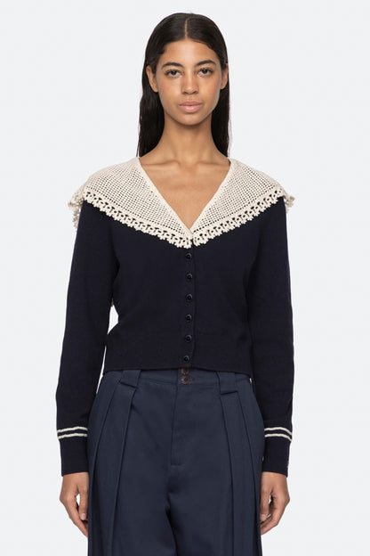 MARIE KNIT EMBROIDERY L/SLV CARDIGAN (D2)