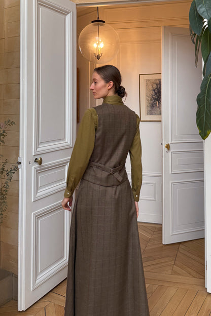 THE ANDREA VEST WOOL CHECK BROWN