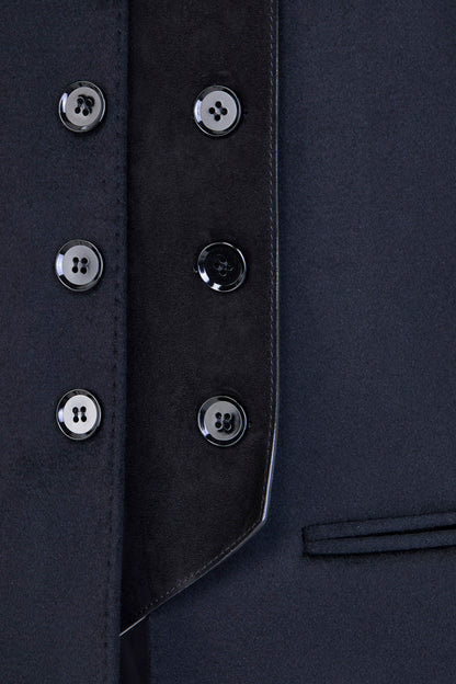 THE LARA BLAZER CASHMERE AND SUEDE BLACK