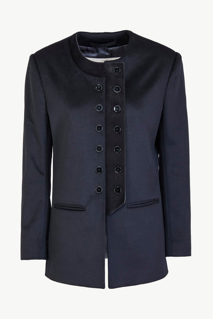 THE LARA BLAZER CASHMERE AND SUEDE BLACK
