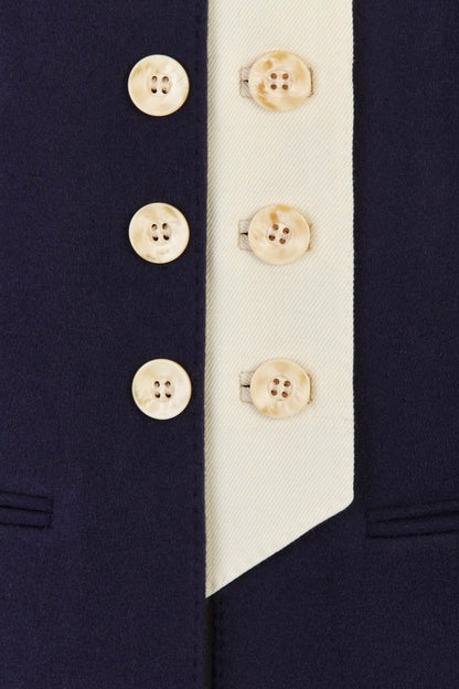 THE LARA BLAZER CASHMERE NAVY AND IVORY