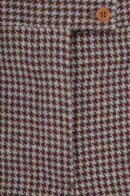 THE LAURA TROUSERS WOOL HOUNDSTOOTH HUNTER GREEN AND BERRY RED