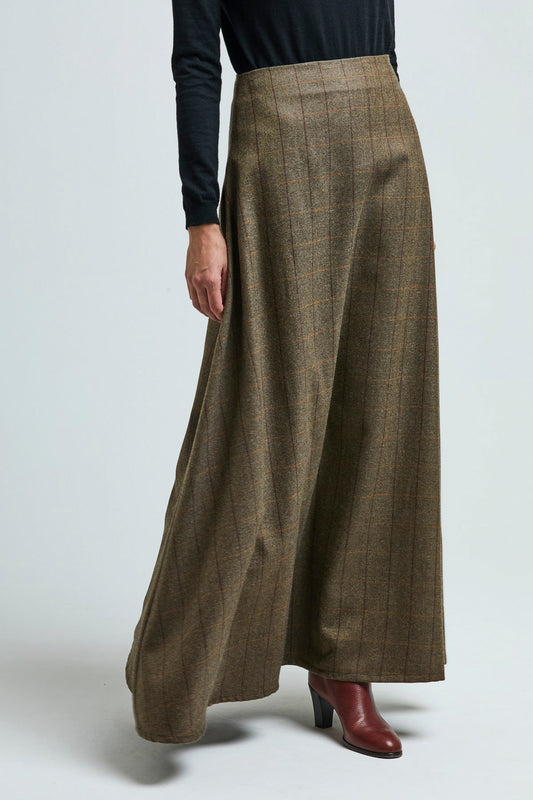 THE LENA SKIRT WOOL CHECK BROWN