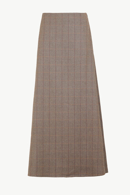 THE LENA SKIRT WOOL CHECK BROWN