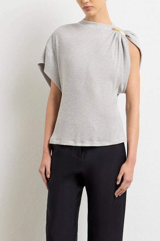 THE FAYE ASYMMETRIC T-SHIRT W/ SHOULDER HARDWARE