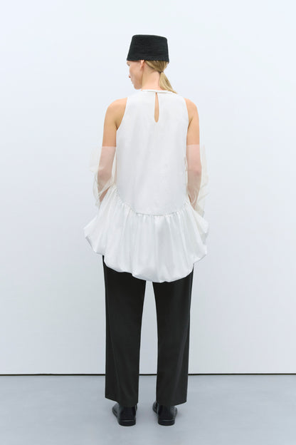 BALLOON MINI DRESS WHITE